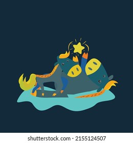 happy animal vector for kids story book, t-shirt, jersey design