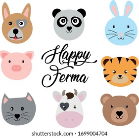 Happy animals, background, vector illustration