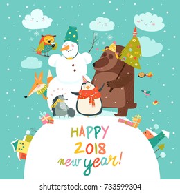 Happy animals celebrating Christmas