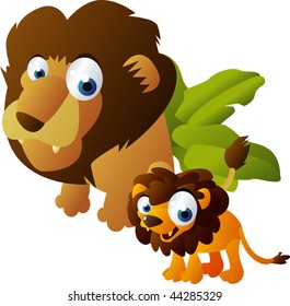 happy animals family: lion