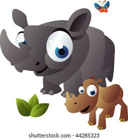 happy animals family: rhinoceros