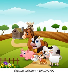 Happy Animals in the farm hills