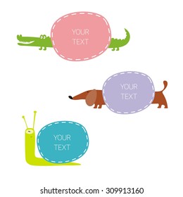 happy animals frame vector design