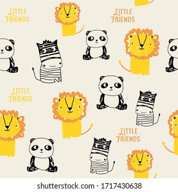 happy animals seamless pattern design for kids