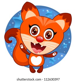 Happy Animals. Vector illustration of cute fox.