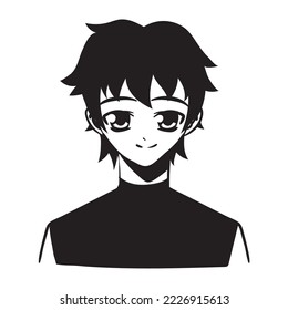 happy anime boy icon isolated