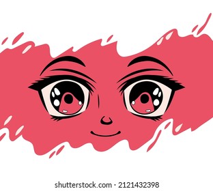 cara de anime feliz con rojo