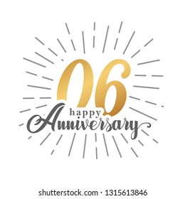 Happy Anniversary 06 years - Hand drawn lettering for greeting, invitation card, banner, Happy Anniversary lettering vector illustration