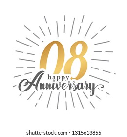 Happy Anniversary 08 years - Hand drawn lettering for greeting, invitation card, banner, Happy Anniversary lettering vector illustration