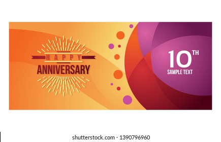 Happy Anniversary 10 Years Banner Clean Vector Illustration