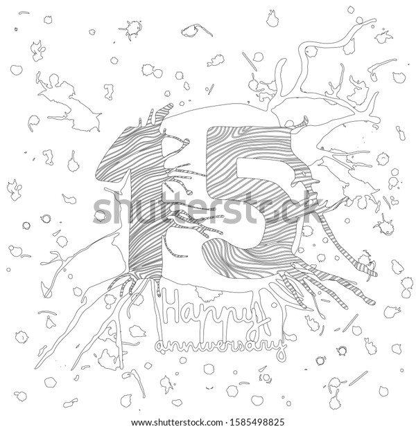 Happy Anniversary 15vector Hand Drawing Illustration Stock Vector Royalty Free 1585498825