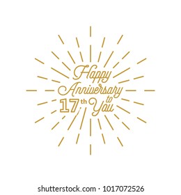 Happy anniversary 17 burst element design greeting card icon