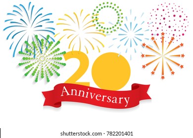 happy anniversary 20 year background with firework