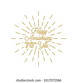 Happy anniversary 70 burst element design greeting card icon