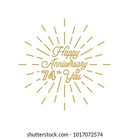 Happy anniversary 74 burst element design greeting card icon