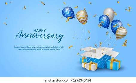 Happy Anniversary. beautiful anniversary background banner and greeting with balloons.