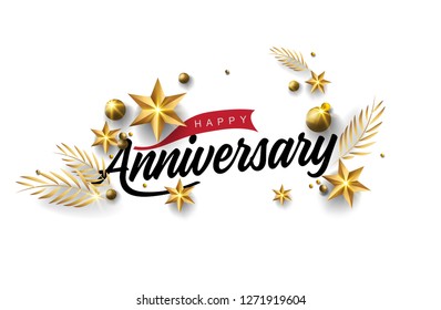 Happy Anniversary Beautiful greeting card poster - Vector