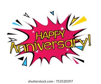 Happy Anniversary, Beautiful greeting card poster vector pop art