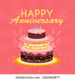 happy anniversary cake illistration background 