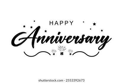 Happy Anniversary Calligraphic lettering design for greeting card