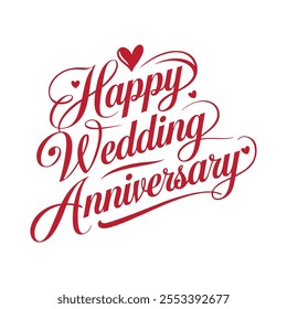 Happy Anniversary Calligraphic lettering design for greeting card