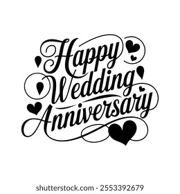 Happy Anniversary Calligraphic lettering design for greeting card