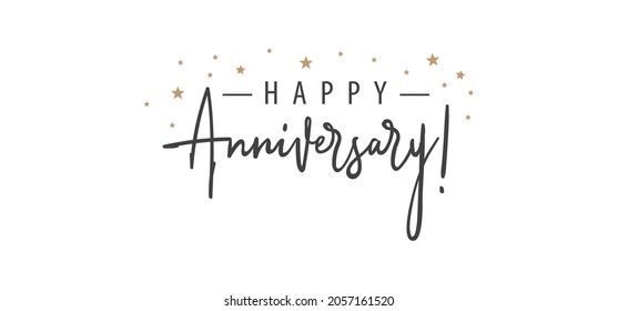 Happy Anniversary calligraphy inscription. Greeting banner. Hand drawn style design. Handwritten modern lettering.