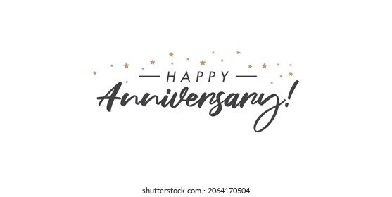 Happy Anniversary calligraphy inscription. Greeting banner. Hand drawn style design. Handwritten modern lettering.