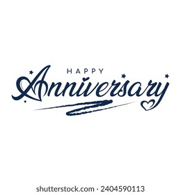 Happy Anniversary card. Beautiful greeting banner poster calligraphy inscription black text word. Hand drawn design. Handwritten modern brush lettering white background isolated vector	
