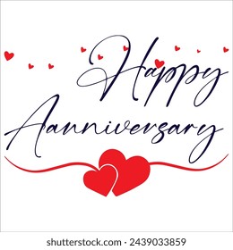 Happy Anniversary card. Beautiful greeting banner poster calligraphy inscription black text word gold ribbon. Hand drawn design. Handwritten modern brush lettering white background isolated vector