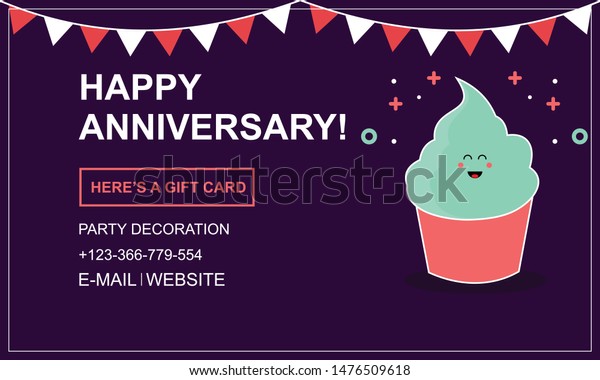 Download Happy Anniversary Card Greeting Flat Logo Stock Vector Royalty Free 1476509618