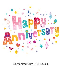 Happy Anniversary Celebration Decorative Lettering Text Design