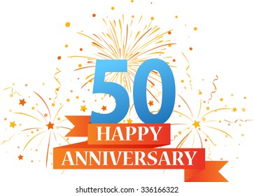 Happy anniversary celebration with fireworks
