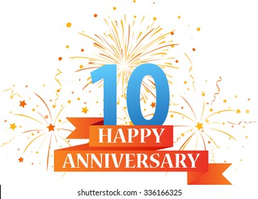Happy anniversary celebration with fireworks