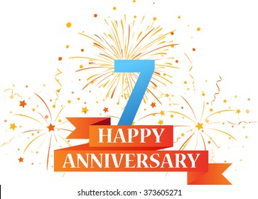 Happy anniversary celebration with fireworks