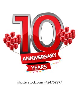 Happy Anniversary celebration with red balloons