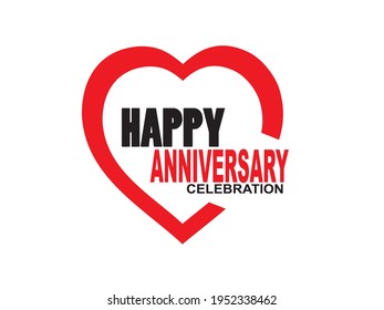 Happy Anniversary celebration simple logo with heart design 