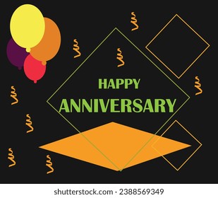 Happy Anniversary color logo  black greeting card.  Happy anniversary isolated 