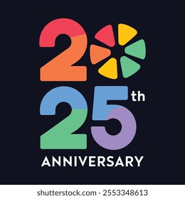 Happy Anniversary Day 2025 typography vector illustration.