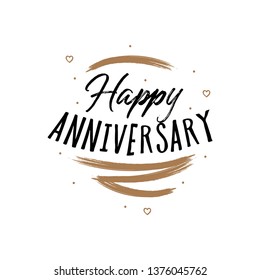 Happy Anniversary Design Card. Hand drawn design. Handwritten modern brush lettering white background isolated - Vector