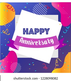 Happy anniversary card. Colorful design elements for banner, invitation, greeting card your birthday celebration party.