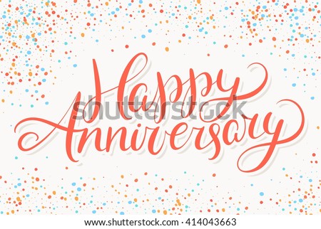 happy anniversary greeting card hand lettering stock vector royalty