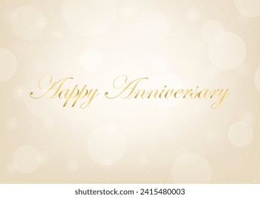 Happy Anniversary Greeting Card on Bright Bokeh Golden Background. Birthday Party and  Celebration. Vector Illustration. 