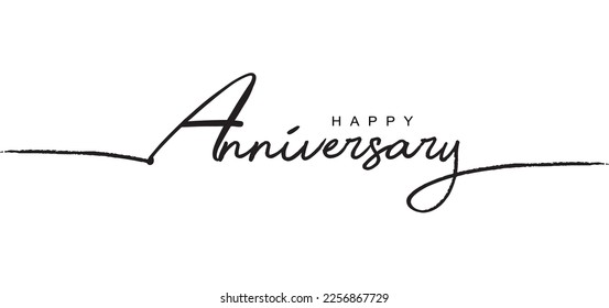 Happy Anniversary greeting card. vector line lettering. Typography vector design for greeting cards and posters. Black text.