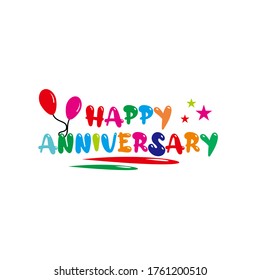Happy anniversary for greeting cards and poster with balloons and stars,   for birthday celebration.
