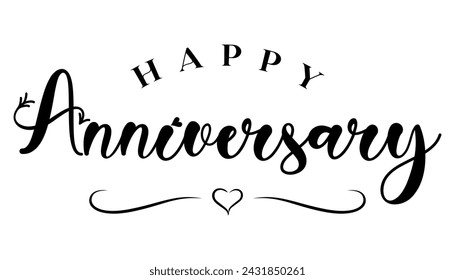 Happy Anniversary hand drawn lettering vector illustration.