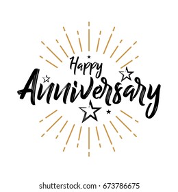 Happy Anniversary - Hand drawn lettering for greeting, invitation card. Celebrate