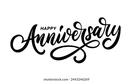 Happy Anniversary hand lettering design. Calligraphy text composition isolated on white background. Vector lettering.