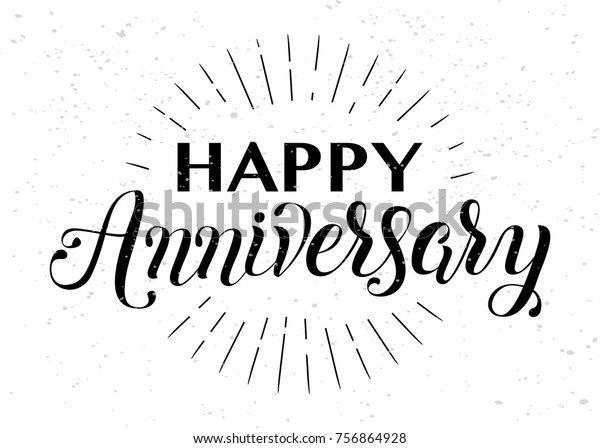 Happy Anniversary Hand Lettering Handmade Calligraphy Stock Vector ...