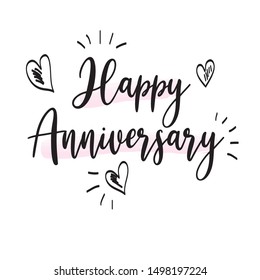 Happy anniversary hand-drawn lettering vector